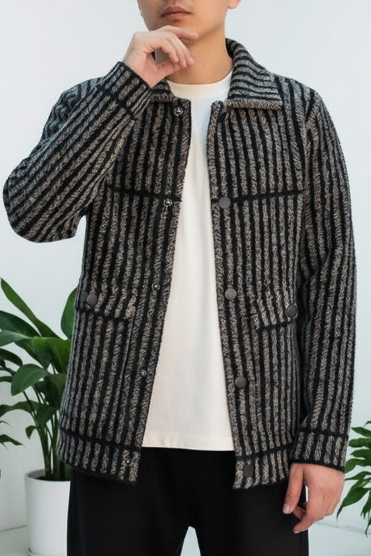 Striped Texture Imported Men's Woolen Jacket